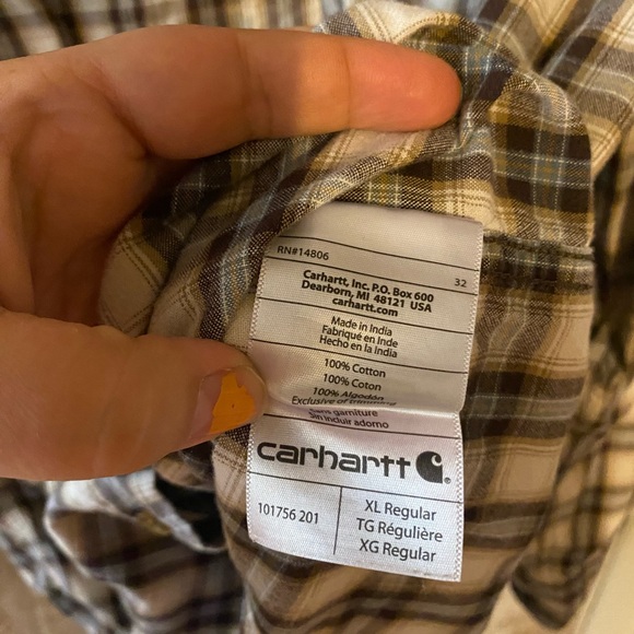 Carhartt size XL button up shirt relaxed fit, brown plaid, men's, country work - Picture 5 of 5